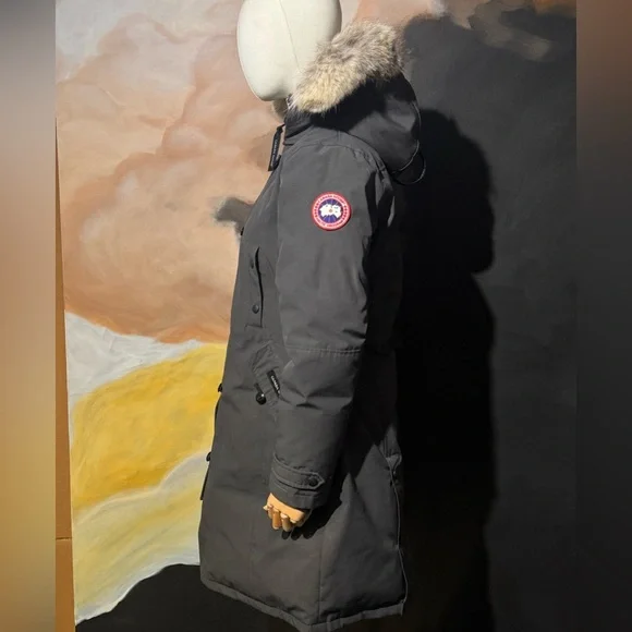 Canada Goose Kensington Graphite Hooded Down Coat with Fur Trim